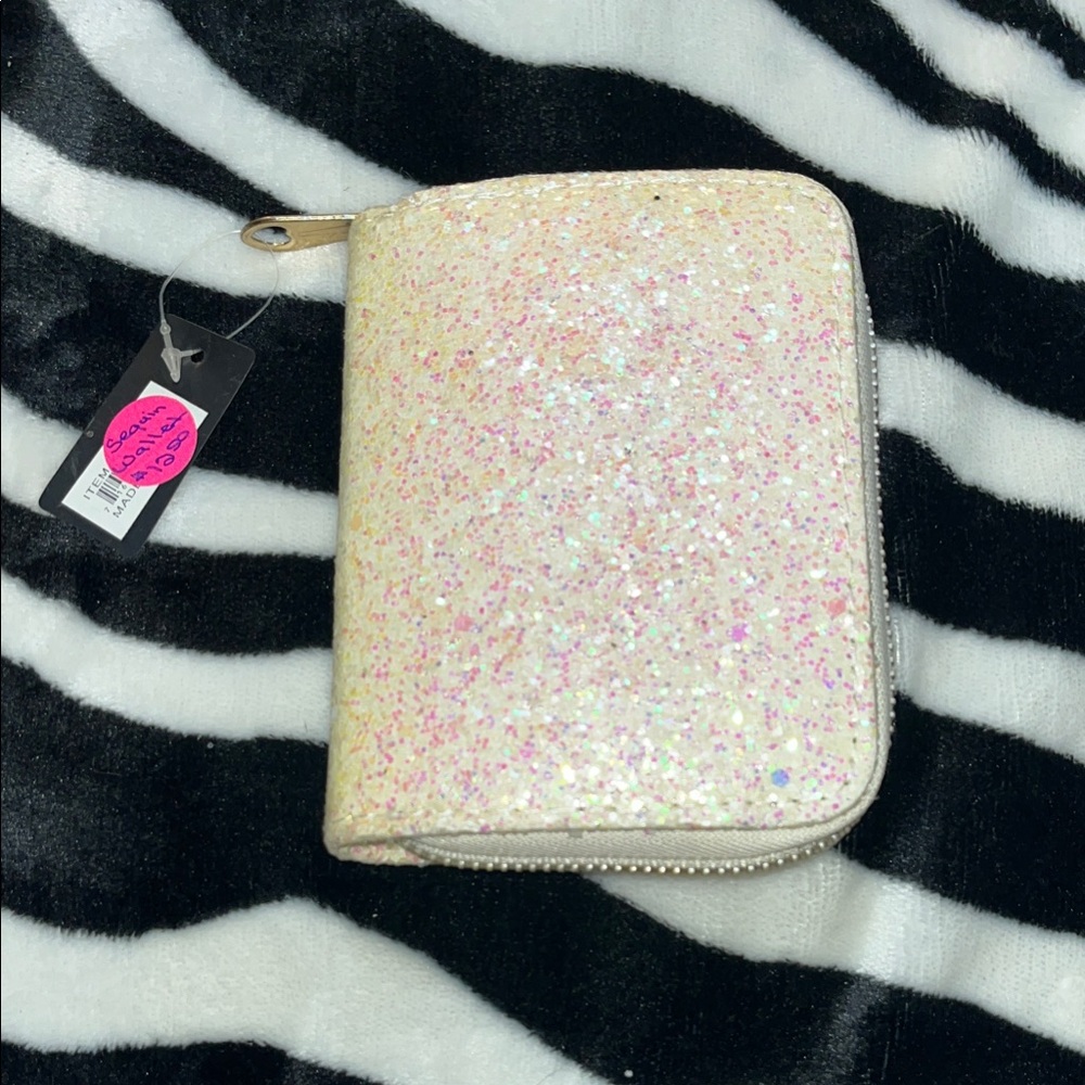 Glittery Pink and White Phone Wallet